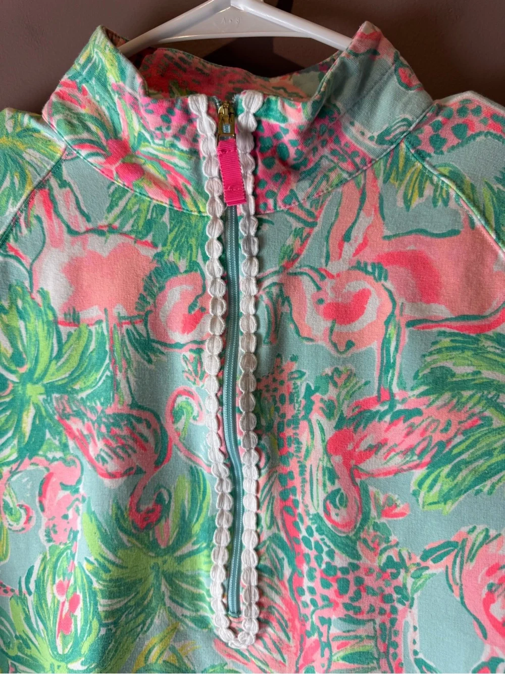 Lilly Pulitzer Girls' Skipper Popover On Parade Long-Sleeve Top Green Pink